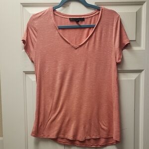 White House Black Market Coral V-Neck Tee